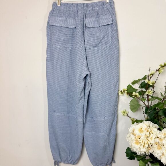 dRA Los Angeles Fog Blue Gingham Parachute Pants | Medium | Anthropologie - Picture 7 of 14